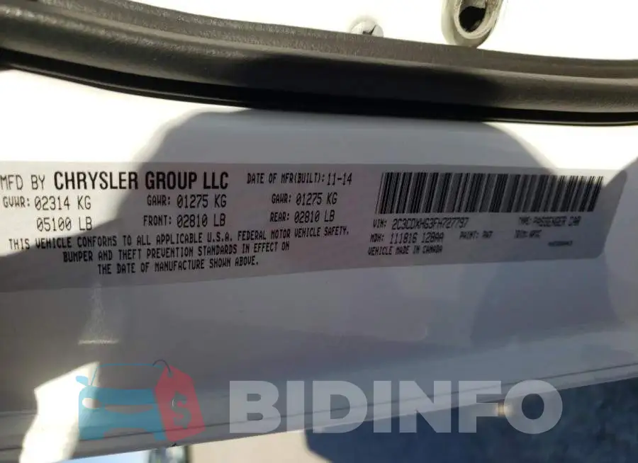 2C3CDXHG3FH727797 Photo# 13