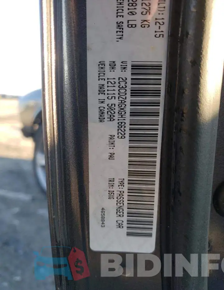 2C3CDZAGXGH166229 Photo# 12