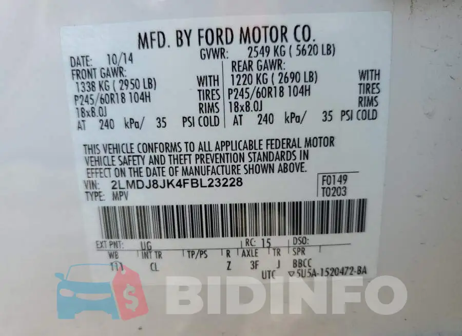 2LMDJ8JK4FBL23228 Photo# 13