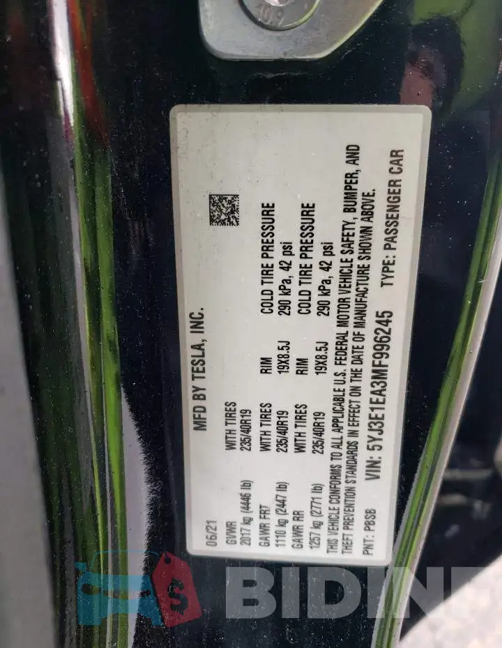 5YJ3E1EA3MF996245 Photo# 12