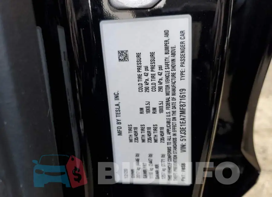 5YJ3E1EA7MF871619 Photo# 12