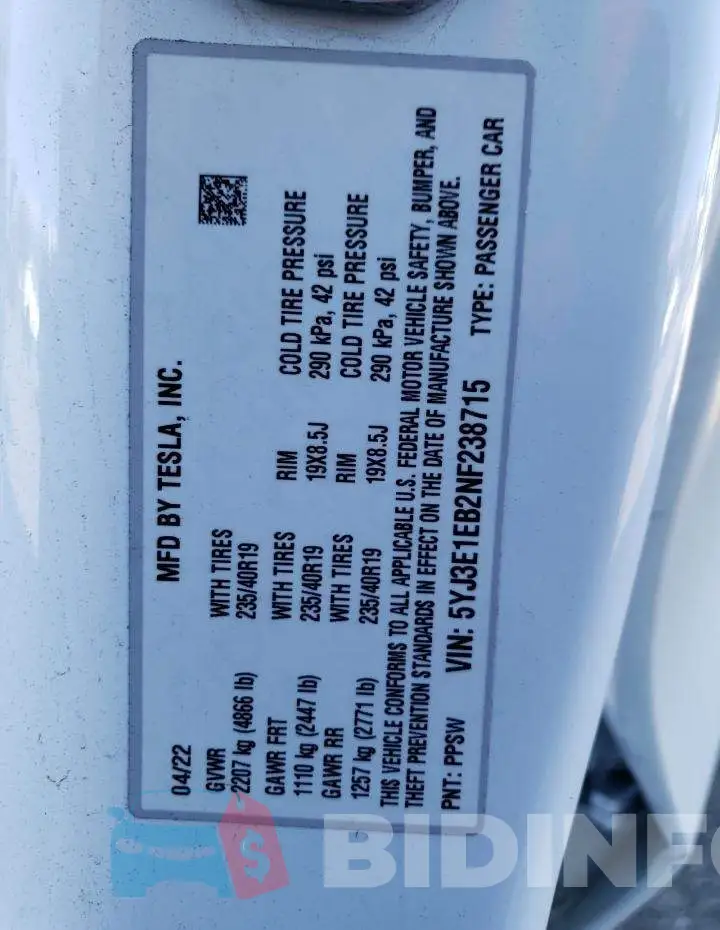 5YJ3E1EB2NF238715 Photo# 12