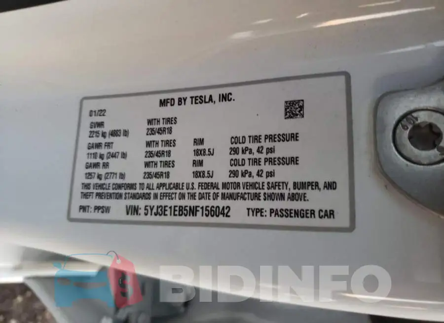 5YJ3E1EB5NF156042 Photo# 12