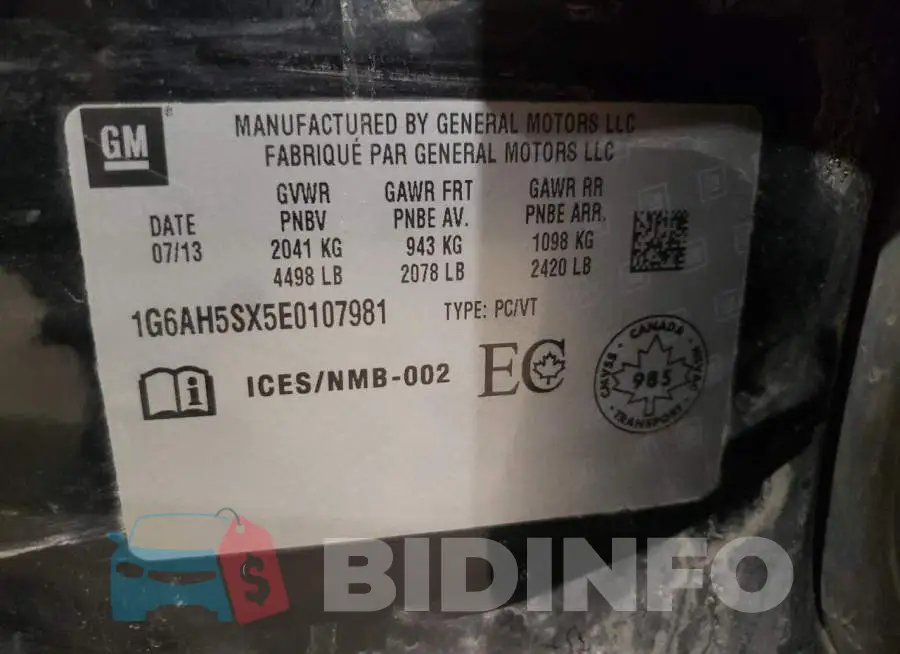 1G6AH5SX5E0107981 Photo# 12