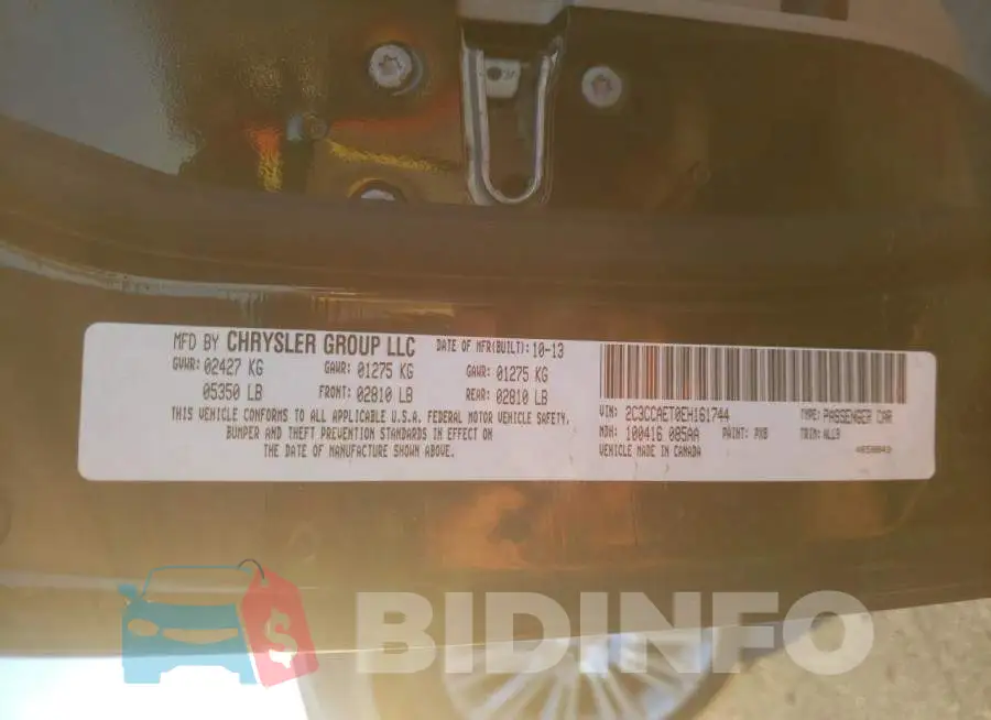 2C3CCAET0EH161744 Photo# 10
