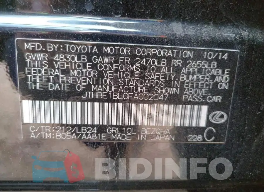 JTHBE1BL0FA002047 Photo# 12