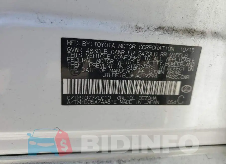 JTHBE1BL3FA019294 Photo# 12