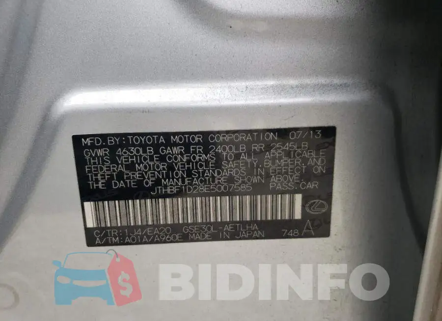 JTHBF1D28E5007585 Photo# 12