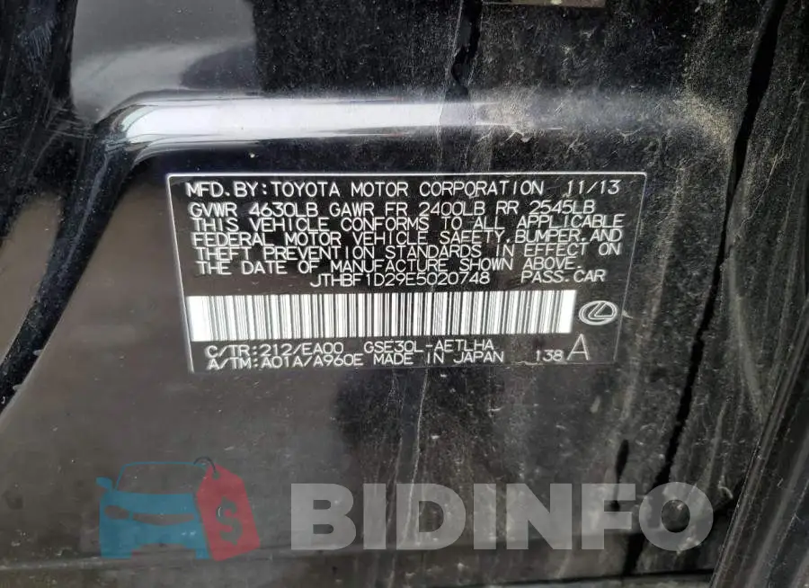 JTHBF1D29E5020748 Photo# 12