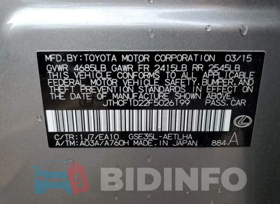 JTHCF1D22F5026199 Photo# 12