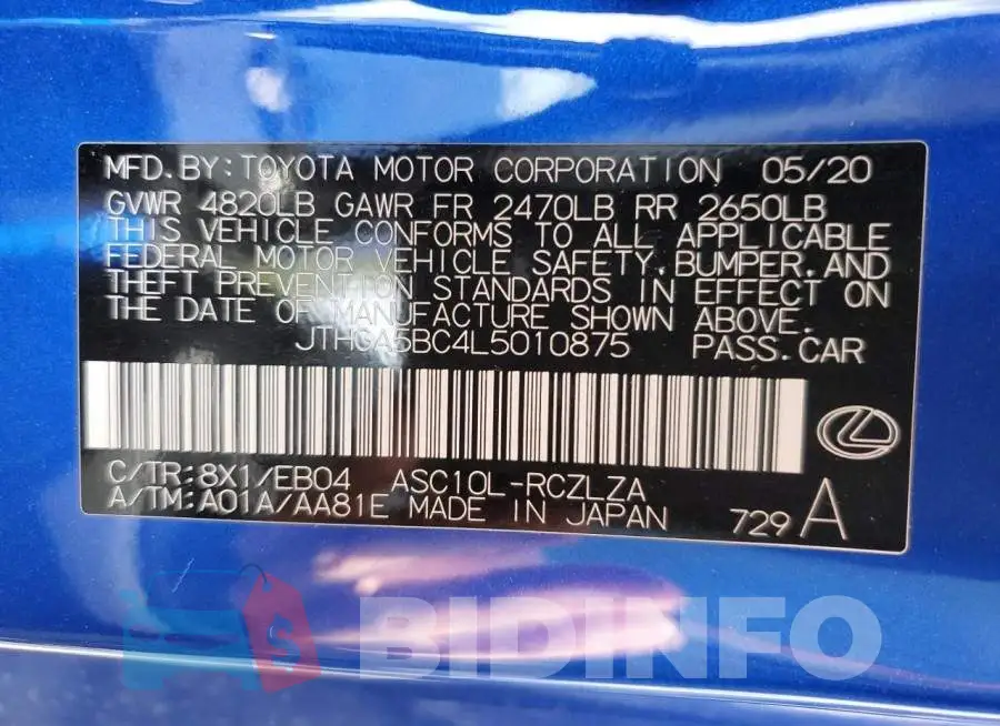 JTHGA5BC4L5010875 Photo# 12