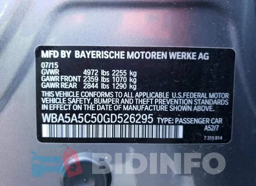 WBA5A5C50GD526295 Photo# 13