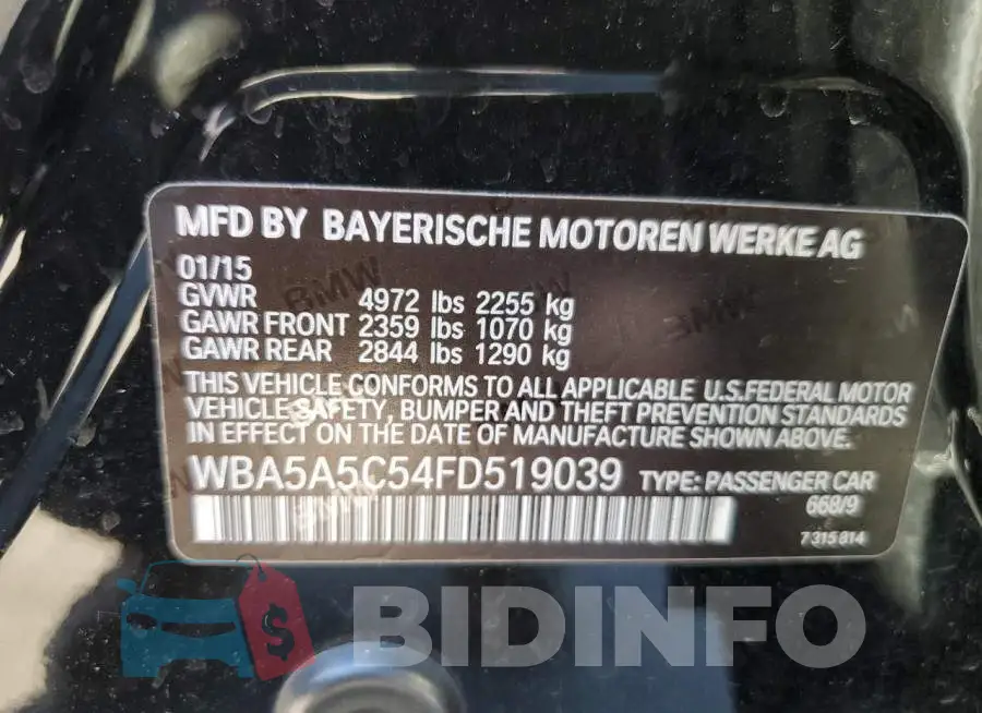 WBA5A5C54FD519039 Photo# 12