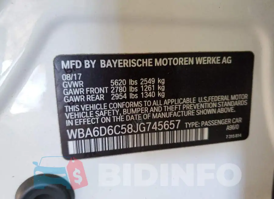 WBA6D6C58JG745657 Photo# 12