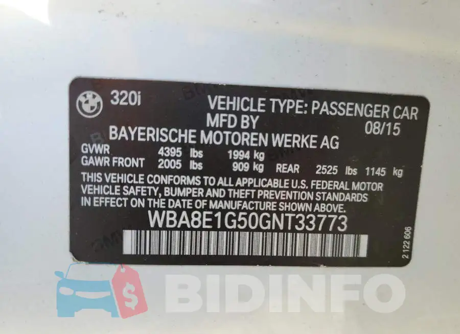 WBA8E1G50GNT33773 Photo# 12