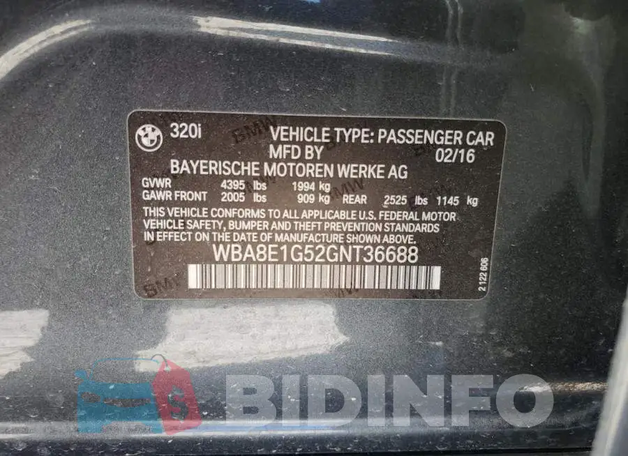 WBA8E1G52GNT36688 Photo# 12