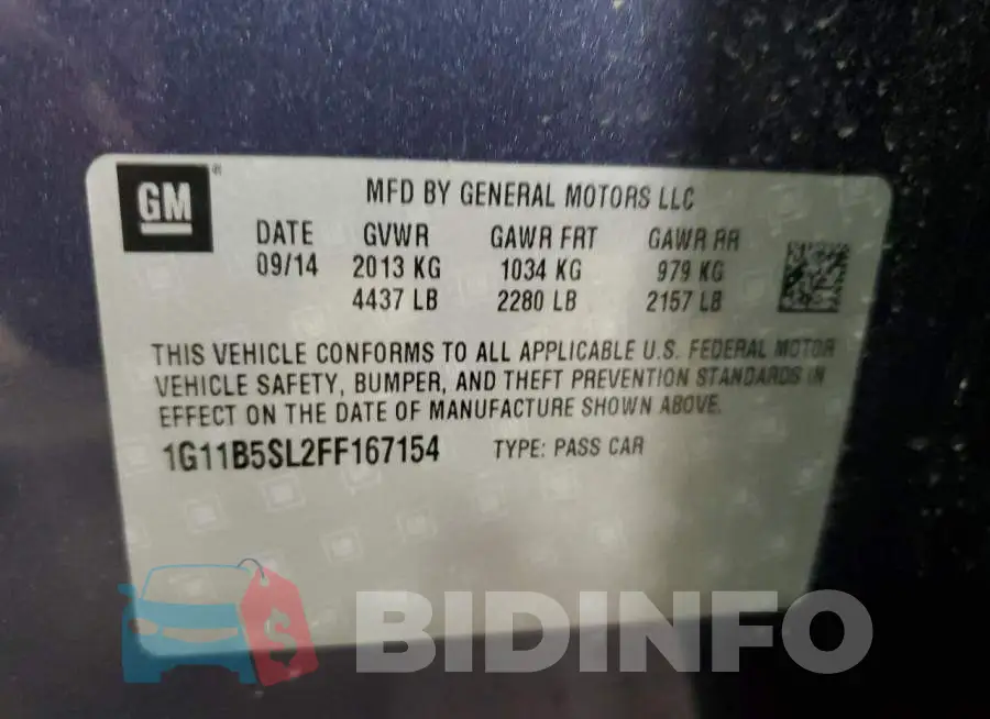 1G11B5SL2FF167154 Photo# 13
