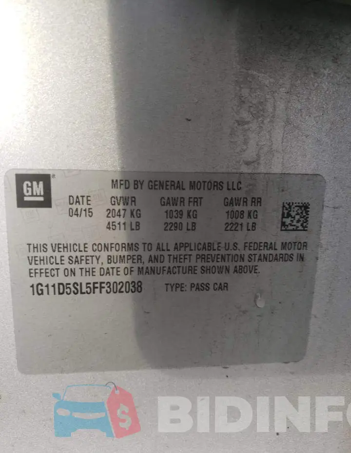 1G11D5SL5FF302038 Photo# 12