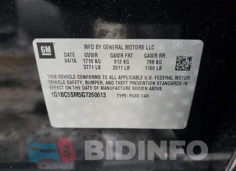 1G1BC5SM5G7260613 Photo# 12