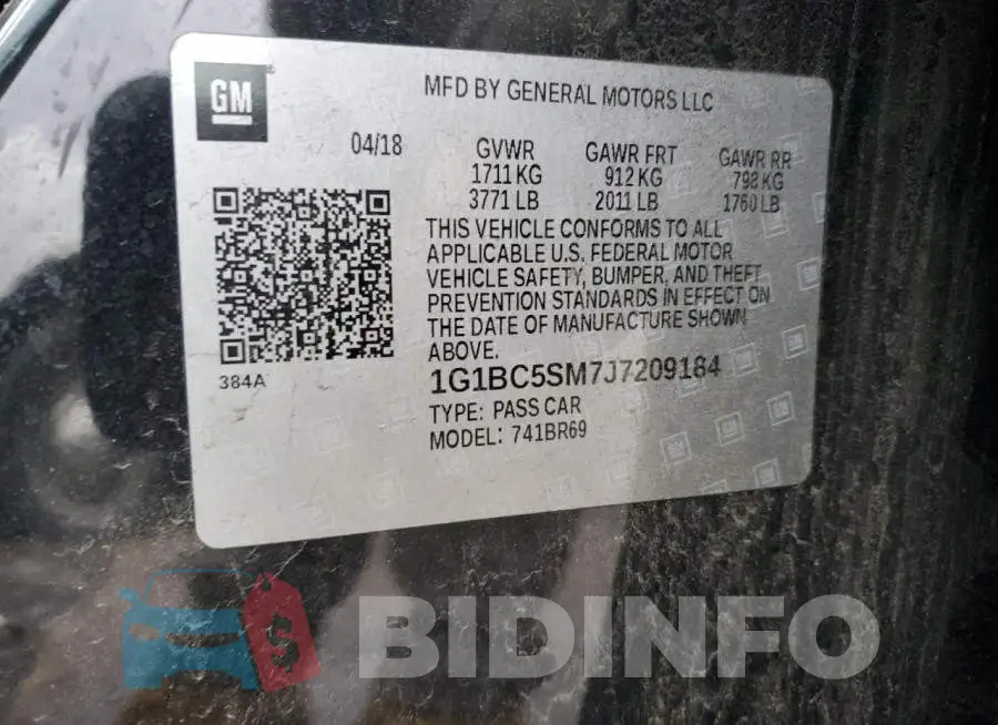 1G1BC5SM7J7209184 Photo# 12