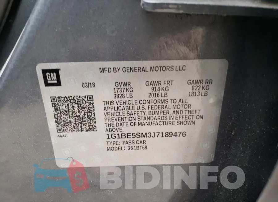 1G1BE5SM3J7189476 Photo# 12