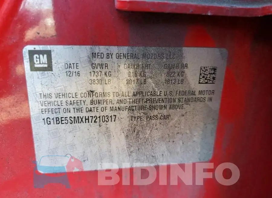 1G1BE5SMXH7210317 Photo# 10