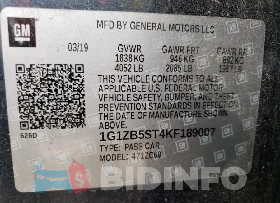 1G1ZB5ST4KF189007 Photo# 12