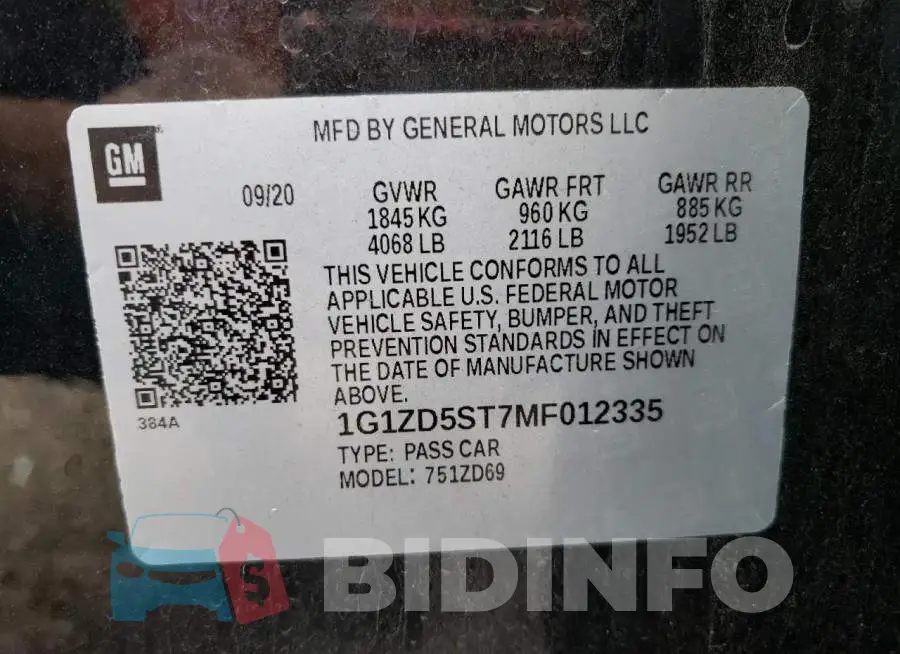 1G1ZD5ST7MF012335 Photo# 12