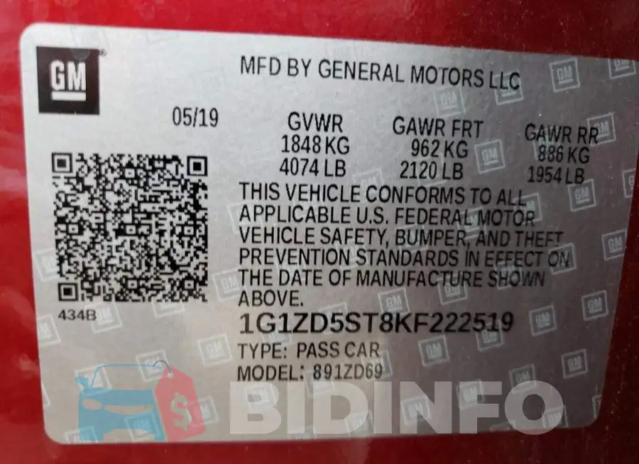 1G1ZD5ST8KF222519 Photo# 12