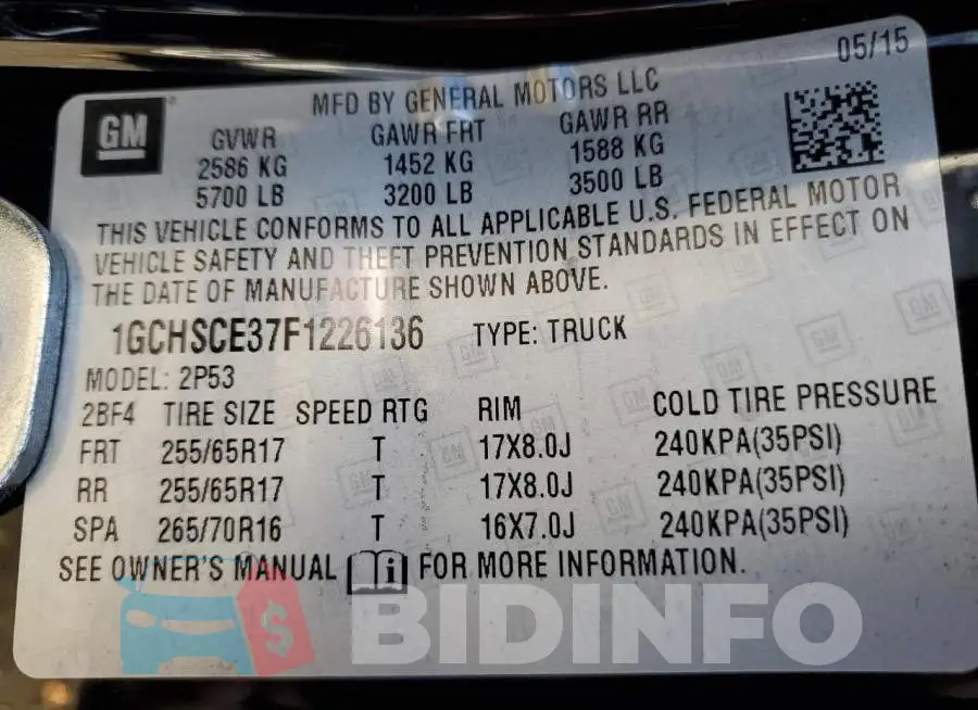 1GCHSCE37F1226136 Photo# 12