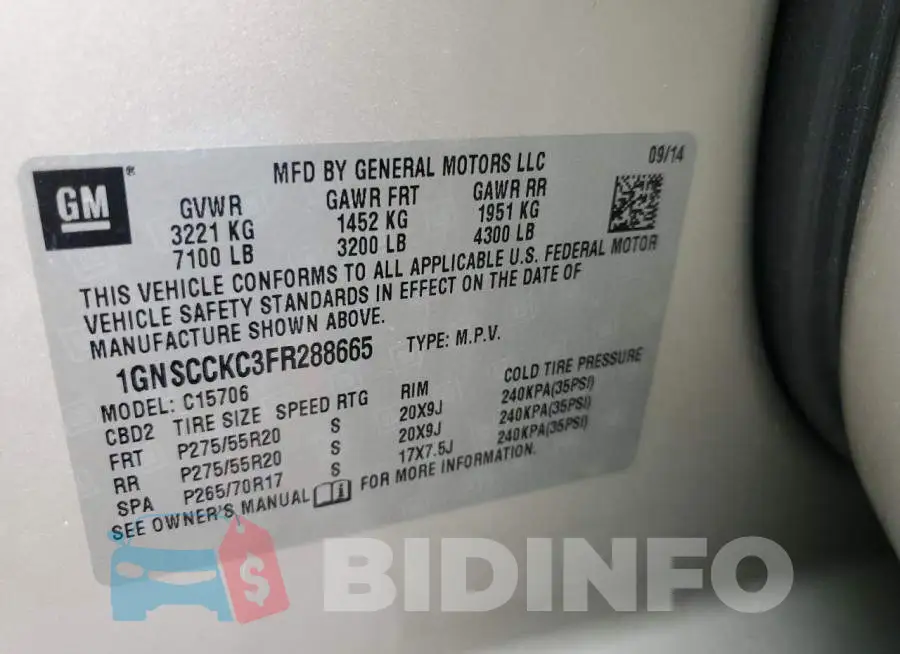 1GNSCCKC3FR288665 Photo# 14
