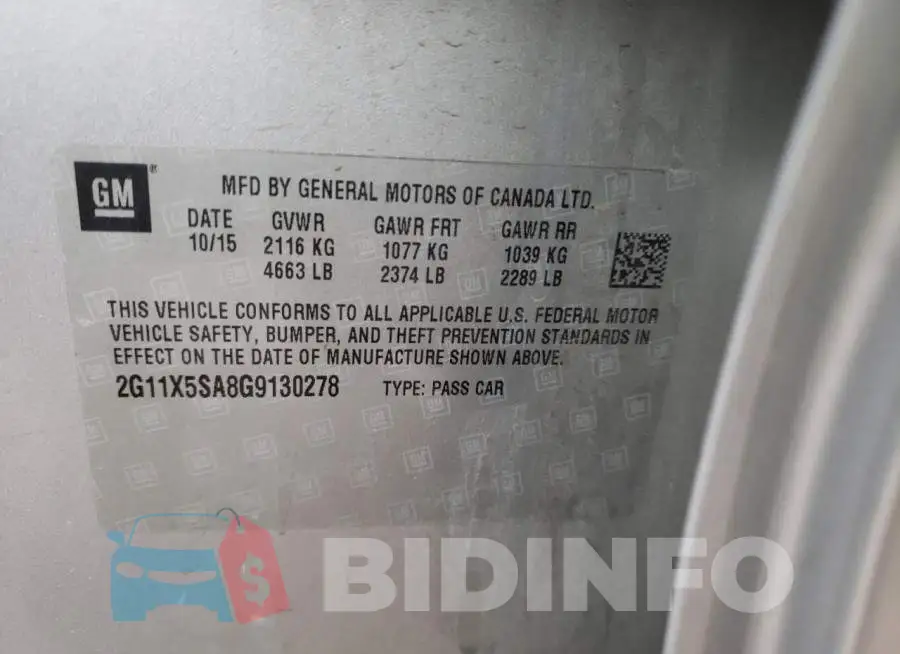 2G11X5SA8G9130278 Photo# 12
