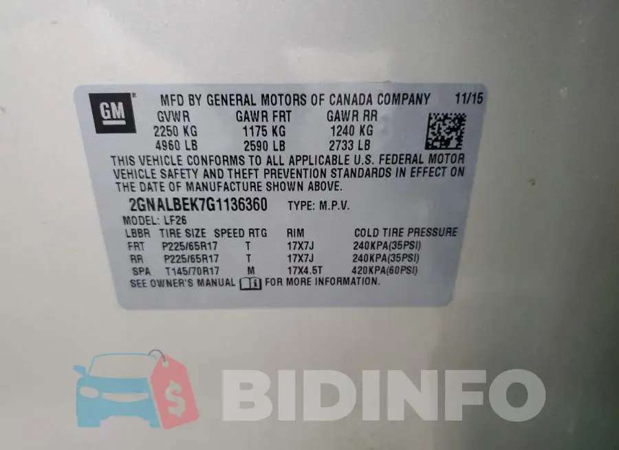 2GNALBEK7G1136360 Photo# 13