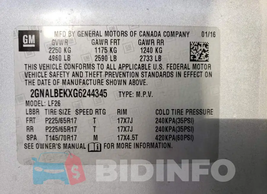 2GNALBEKXG6244345 Photo# 13