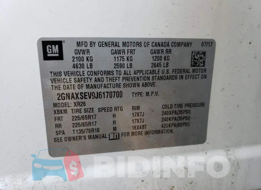 2GNAXSEV9J6170700 Photo# 13