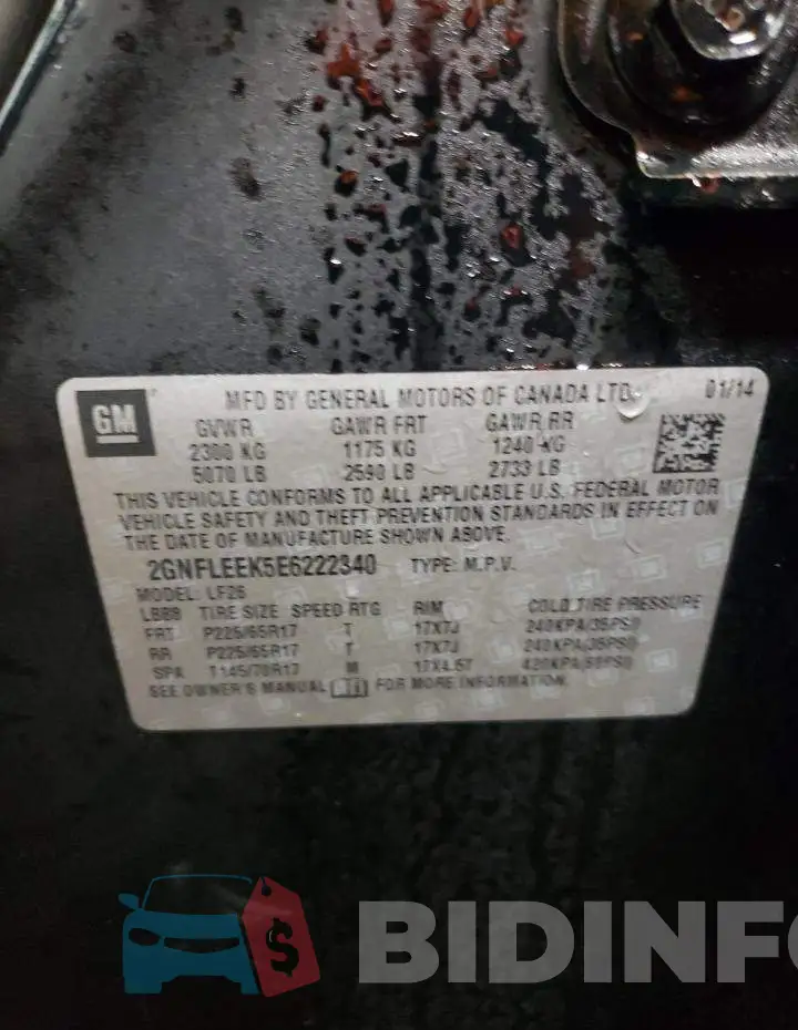 2GNFLEEK5E6222340 Photo# 12