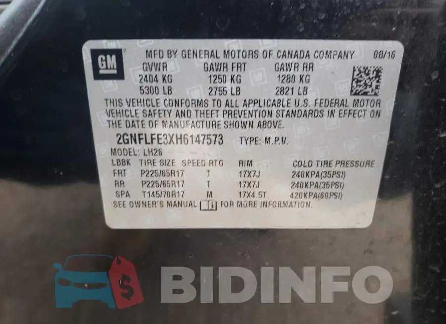 2GNFLFE3XH6147573 Photo# 12