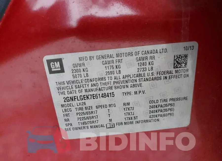 2GNFLGEK7E6148415 Photo# 12