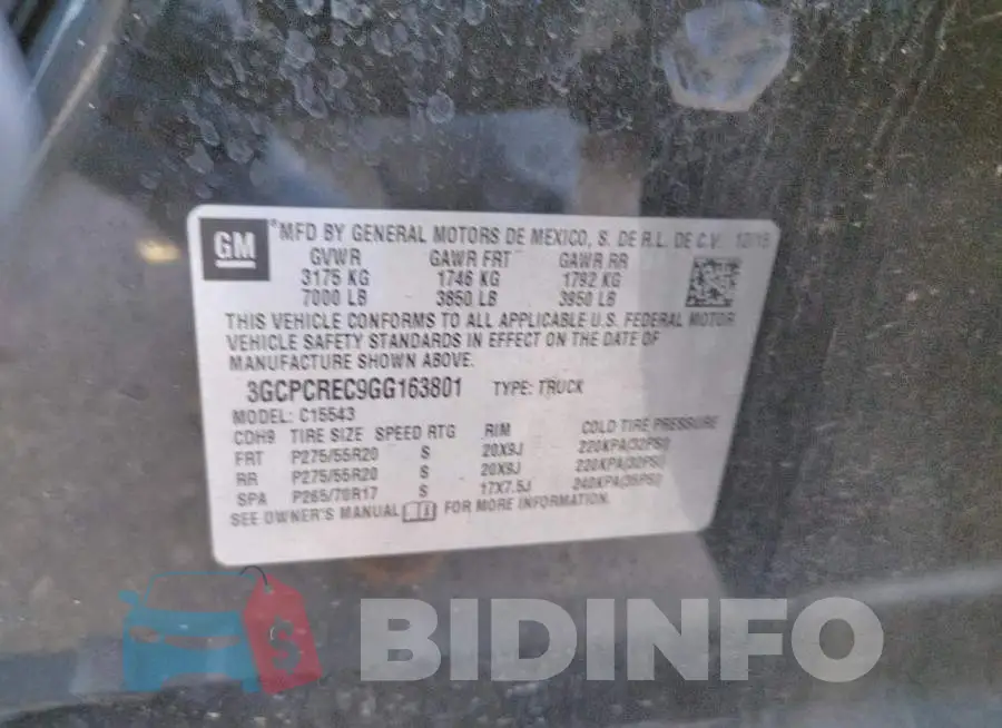 3GCPCREC9GG163801 Photo# 13