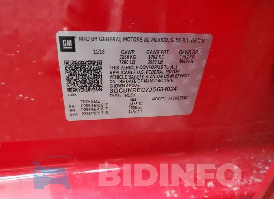 3GCUKREC7JG634034 Photo# 12