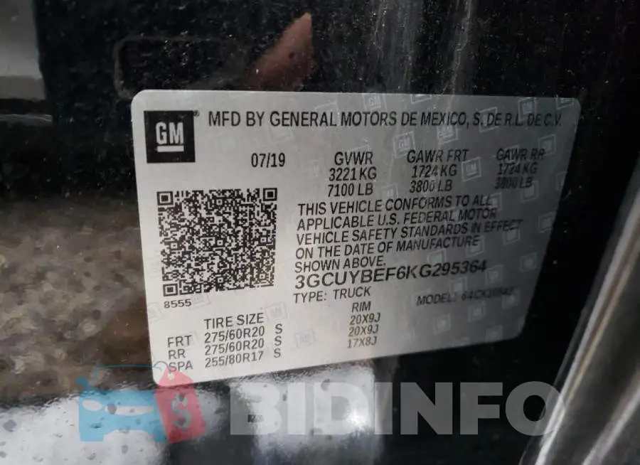 3GCUYBEF6KG295364 Photo# 12