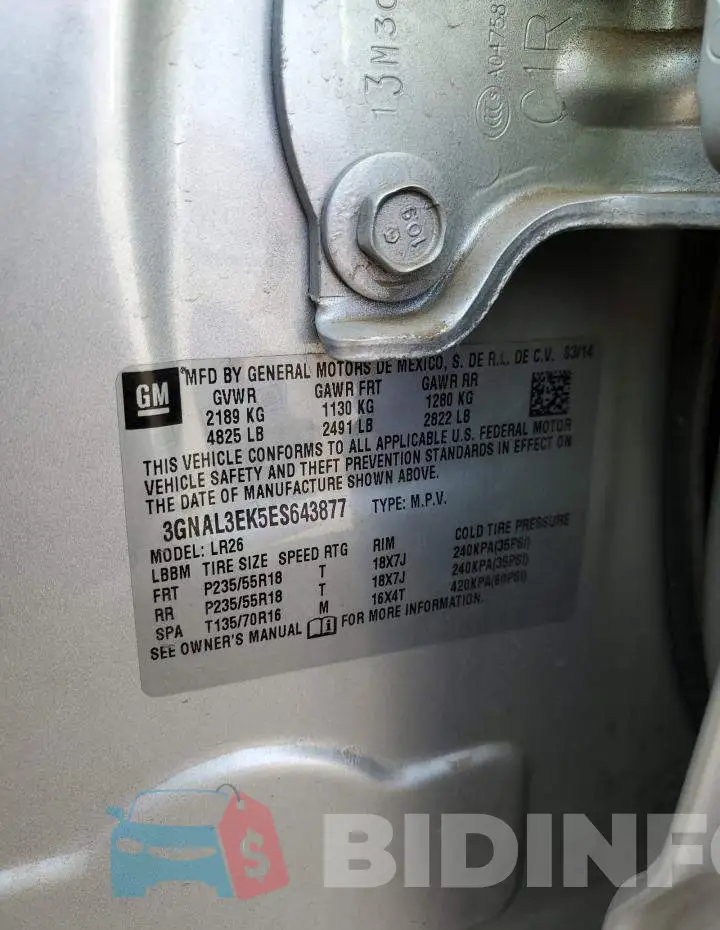 3GNAL3EK5ES643877 Photo# 13