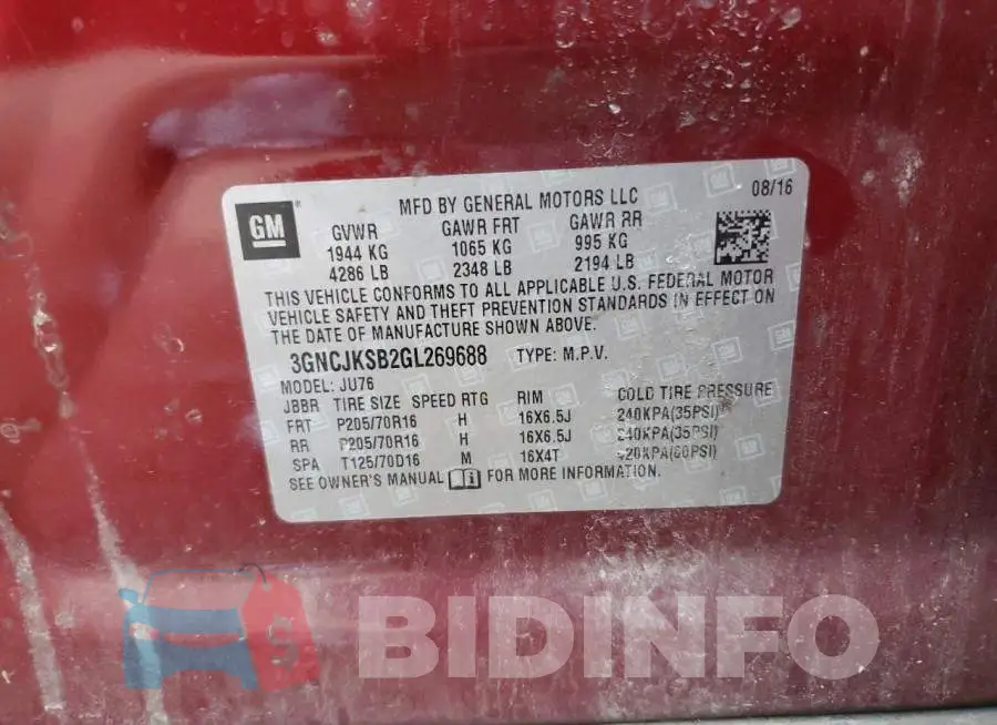 3GNCJKSB2GL269688 Photo# 13