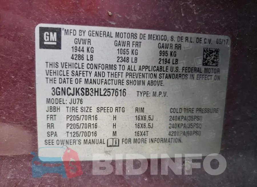 3GNCJKSB3HL257616 Photo# 12