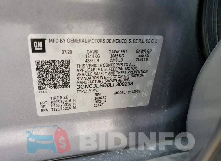 3GNCJLSB8LL309238 Photo# 13