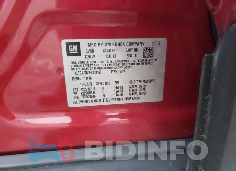 KL7CJLSB0FB258166 Photo# 13