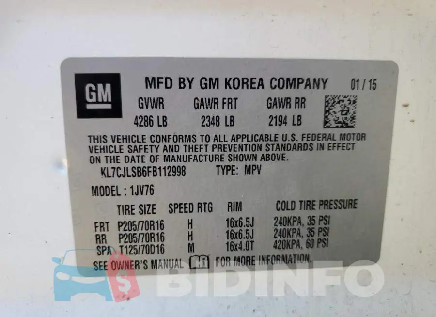 KL7CJLSB6FB112998 Photo# 12