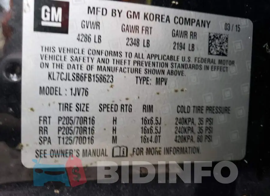KL7CJLSB6FB158623 Photo# 13