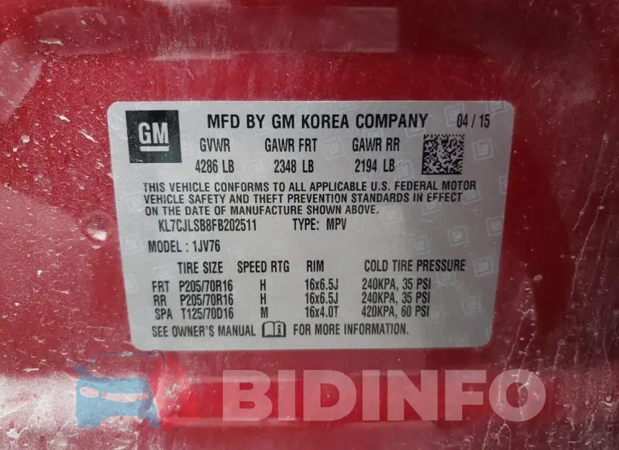 KL7CJLSB8FB202511 Photo# 10