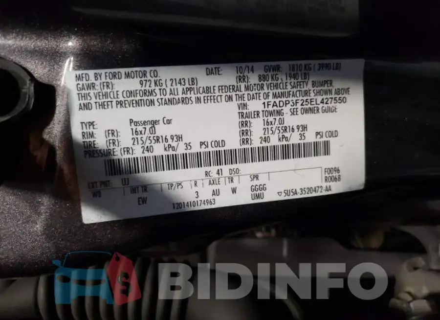 1FADP3F25EL427550 Photo# 10